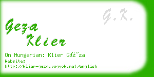 geza klier business card
